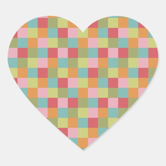 色の数々のタイル掛け布団の正方形のプカラフルライ ハートシール (正面)