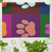 色の数々のドッグポープリントパターン キッチンタオル (折り畳み)