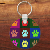 色の数々のドッグポープリントパターン キーホルダー (正面)