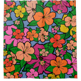 色の数々のハイビスカスフラワーシャワーカーテン シャワーカーテン