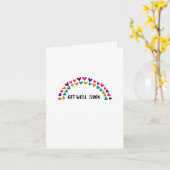 色の数々のハートデザインのGet Well Card カード (黄色い花)