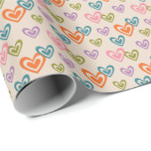 色の数々のハート ラッピングペーパー (ロールコーナー)