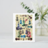 色の数々のバイオリン壁紙 ポストカード (スタンド正面)