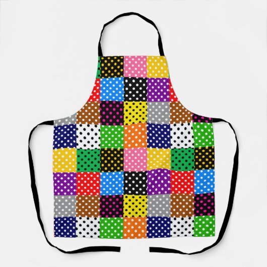 色の数々のパッチワークキルト水玉模様 エプロン (正面)