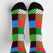 色の数々のパッチワークキルト水玉模様 ソックス (上部)