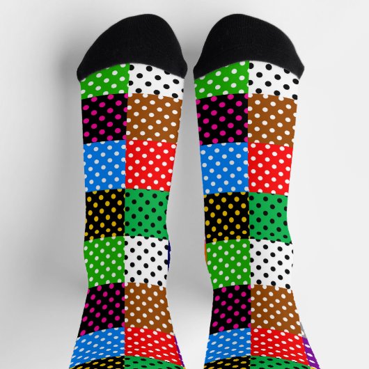 色の数々のパッチワークキルト水玉模様 ソックス (上部)