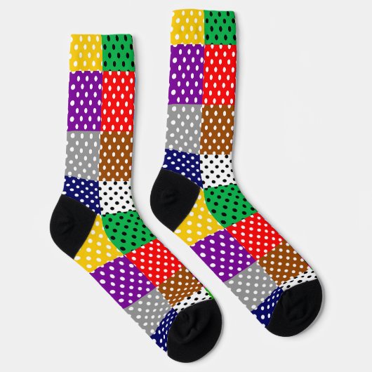 色の数々のパッチワークキルト水玉模様 ソックス (右)