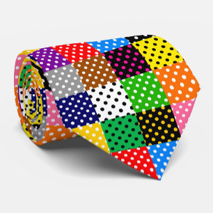 色の数々のパッチワークキルト水玉模様 ネクタイ