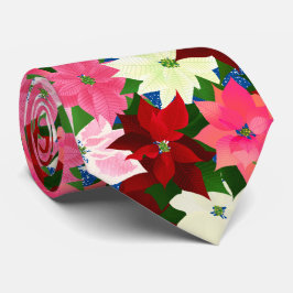 色の数々のポインセチア・クリスマス ネクタイ