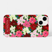 色の数々のポインセティアス・クリスマス iPhoneケース (裏面横)
