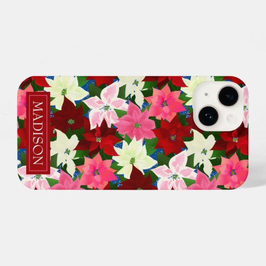 色の数々のポインセティアス・クリスマス iPhoneケース (裏面横)