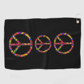 色の数々のモザイク平和サイン記号 ゴルフタオル (横)