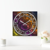 色の数々のレンズ スクエア壁時計 (ホーム)