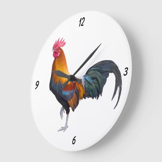 色の数々のヴィンテージのオンドリ ラージ壁時計 (傾斜)