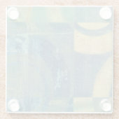 色の数々の付いた円とパネル ガラスコースター (裏面)