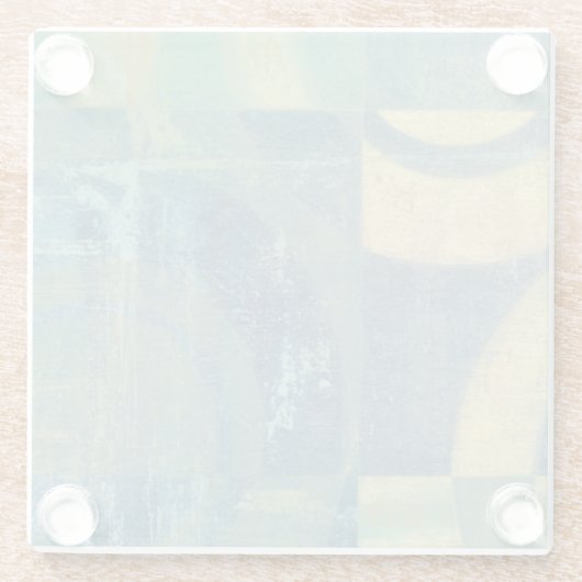 色の数々の付いた円とパネル ガラスコースター (裏面)