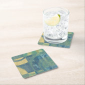 色の数々の付いた円とパネル スクエアペーパーコースター (インサイチュ)