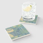 色の数々の付いた円とパネル ストーンコースター (横)