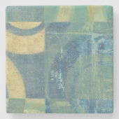 色の数々の付いた円とパネル ストーンコースター (正面)