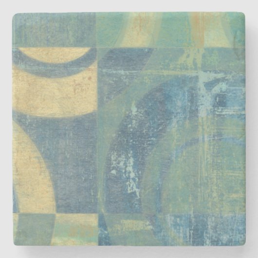 色の数々の付いた円とパネル ストーンコースター (正面)