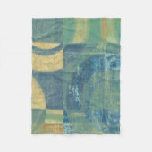 色の数々の付いた円とパネル フリースブランケット (正面)