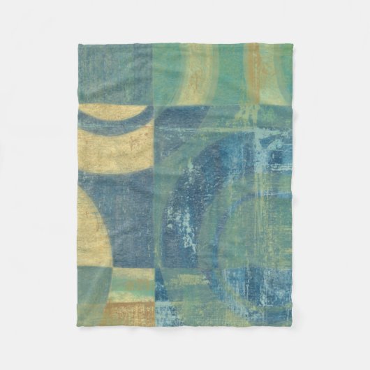 色の数々の付いた円とパネル フリースブランケット (正面)