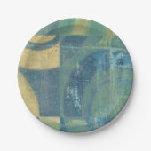 色の数々の付いた円とパネル ペーパープレート (正面)