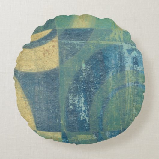 色の数々の付いた円とパネル ラウンドクッション (正面)