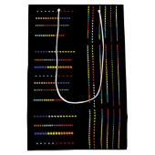 色の数々の付いた黒 ミディアムペーパーバッグ (裏面)