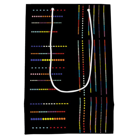 色の数々の付いた黒 ミディアムペーパーバッグ (裏面)