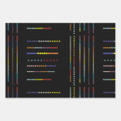 色の数々の付いた黒 ラッピングペーパーシート (正面3)