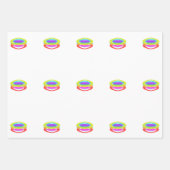 色の数々の付いた黒 ラッピングペーパーシート (正面2)