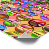 色の数々の平和シンボルのパターンThunder_Cove ポスター (角)