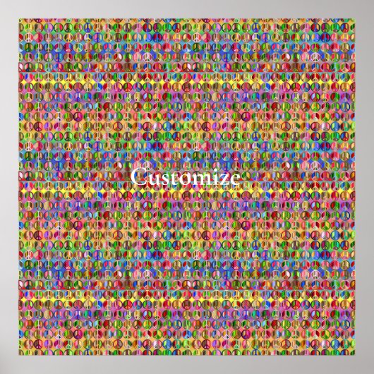 色の数々の平和シンボルのパターンThunder_Cove ポスター (正面)