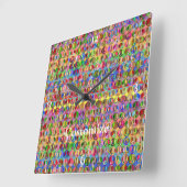 色の数々の平和シンボルパターン スクエア壁時計 (傾斜)