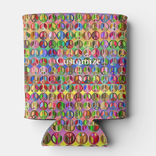 色の数々の平和シンボルパターン 缶クーラー (裏面)