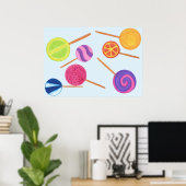 色の数々の棒つきキャンデーがカラーカラフルポスターを選ぶ ポスター (ホームオフィス)