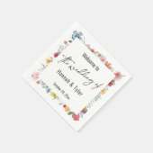 色の数々の水彩牧草地ワイルドフラワーへようこそ スタンダードカクテルナプキン (角)