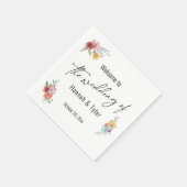 色の数々の水彩牧草地ワイルドフラワーへようこそ スタンダードカクテルナプキン (角)