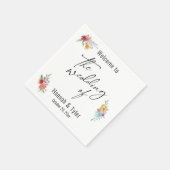 色の数々の水彩牧草地ワイルドフラワーへようこそ スタンダードカクテルナプキン (角)