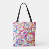 色の数々の水玉模様、白い上の円 トートバッグ (裏面)