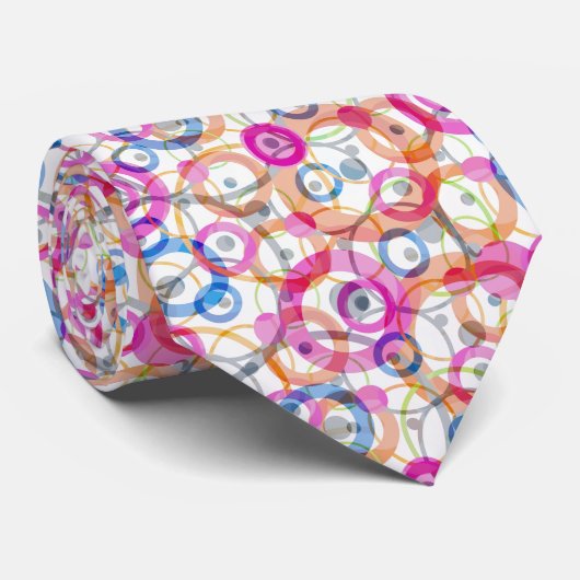 色の数々の水玉模様、白い上の円 ネクタイ (ロール)