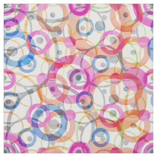 色の数々の水玉模様、白い上の円 ファブリック (見本)