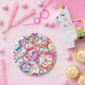 色の数々の水玉模様、白い上の円 ペーパープレート (パーティー)