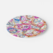 色の数々の水玉模様、白い上の円 ペーパープレート (アングル)