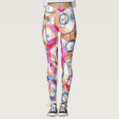 色の数々の水玉模様、白い上の円 レギンス (正面)