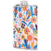 色の数々の異国風フローラ背景 フラスク (左)