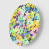 色の数々の蘭のモザイク ラージ壁時計 (傾斜)