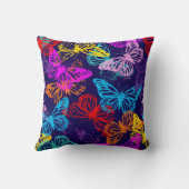 色の数々の蝶のパターン クッション (裏面)