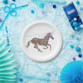 色の数々の金ゴールド星ユニコーン神話の馬 ペーパープレート (パーティー)